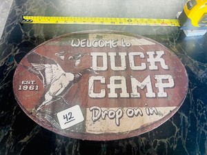 NEW - Oval Tin Sign - WELCOME TO DUCK CAMP
