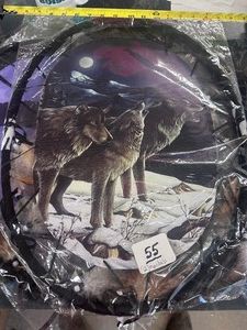 Lot of 2 OVAL MANDALAS - Eagle, 3 Wolves