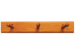 (NEW) Lot of 2 Exquisite Triple ROBE HOOK RACK - OAK w mounting hardware