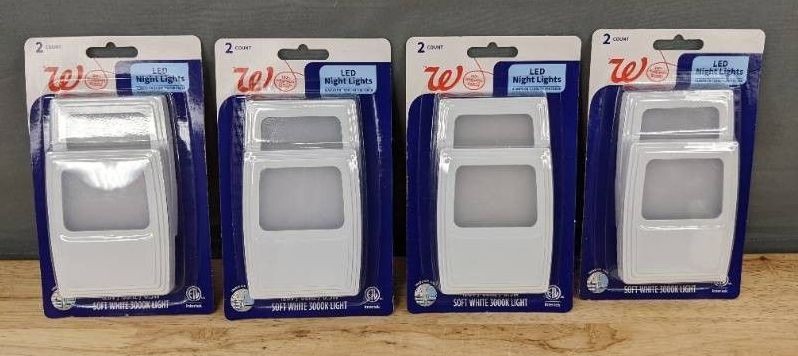 8 Walgreens LED Night Lights Soft White 3000K, 4 Two Packs - Brand New