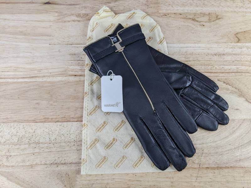 Warmen Lambskin Leather Touchscreen Gloves with Cashmere Lining Size Womens Small Black - Brand New
