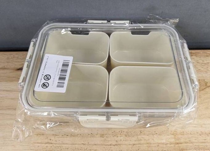 Snack Box 4-Compartment Container With Lid - Brand New