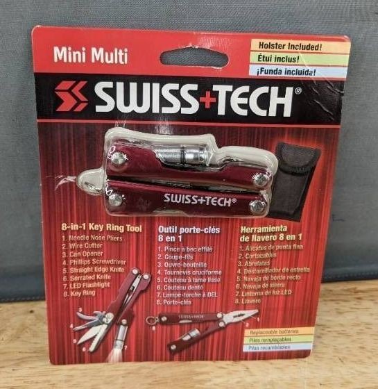 SwissTech 8-in-1 Mini Multi Tool with Holster - Brand New