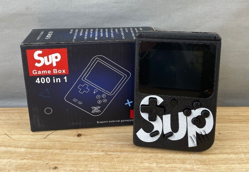 Sup Game Box Handheld Black Console with 400 Video Games - Games like Mario, TMNT, Contra, Double Dragon, Mortal Kombat, Galaga - Brand New