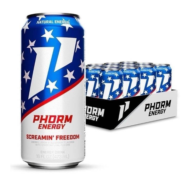 Phorm 16-oz Energy Drinks - Case of 12 - Screamin Freedom Rocket Pop Flavor - Brand New
