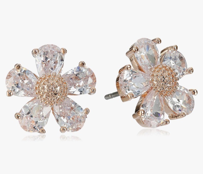 Betsey Johnson Crystal Flower Stud Earrings - Brand New