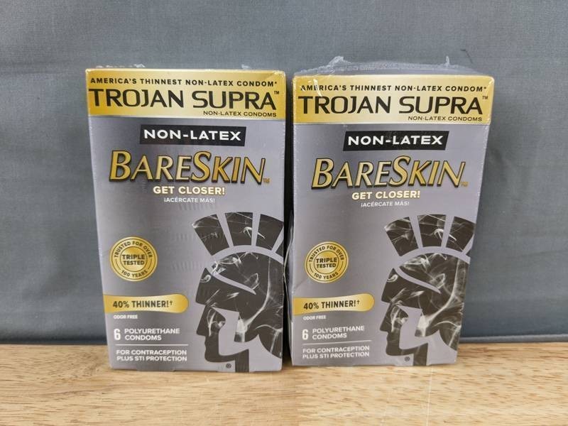 12 Trojan Supra BareSkin Non-Latex Condoms, 2 Six Packs - Brand New