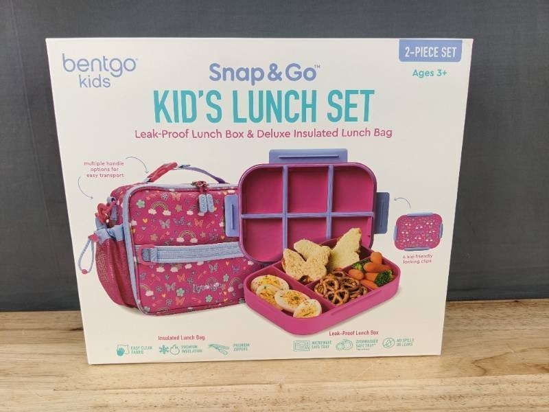 Bentgo Kids Snap & Go Rainbow Butterfly Lunch Set - Brand New