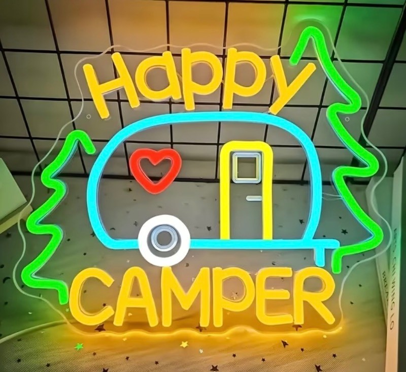 Happy Camper LED Neon Sign - Brand New