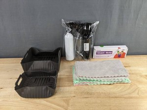 TDS EC Meter Spray Bottles, 3 Total Coral Velvet Dish Cloths, 18 Total Air Fryer Baskets, 2 Total - Brand New