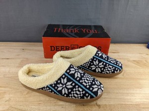 Deer Stags Mens Knit Sherpa-Style Slippers Size Large 1112, NavyWhite - Brand New
