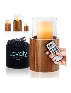 Lovdly Medium Acacia Cremation Urn With LED Candle, $90 Retail - Brand New