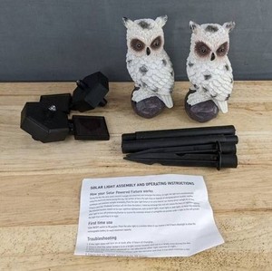 AOMOONOA Resin Owl Solar LED Lights - Brand New