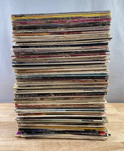 100 Vintage Vinyl Record Album Collection - Elvis Presley, Bob Dylan, Peter Frampton, Rocky, Carly Simon, Kool & The Gang, Holiday, Bob Dylan, The Pointer Sisters, Etc. C