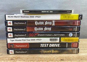 8 PlayStation & PS2 Game Collection - Madden NFL 2000, NCAA March Madness 2005, Guitar Hero II, Guitar Hero, 007 Everything or Nothing, Tiger Woods PGA Tour 2005, Test Drive, Prince of Persia The Sands of Time, Etc. C