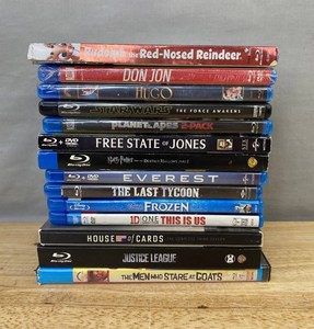 14 Blue-Ray Movie Collection - One Direction This Is Us, Harry Potter, Frozen, Hugo, The Men Who Stare at Goats, The Last Tycoon, House of Cards, Star Wars, Justice League, The Rise of the Planet of the Apes, Etc. C