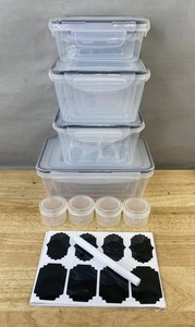 GHQ 18-Piece Clear Storage Container Set With Labels - Brand New