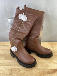 NobleOnly Knee High Riding Boots Womens Size 6, Dark Brown - Brand New