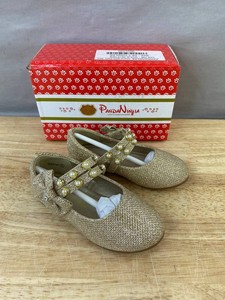 PandaNinjia Cheryl Flats Toddler Girls Size 7, Gold Glitter - Brand New