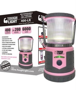 Tough Light 400-LR USB Rechargeable Camping Lantern, Pink - Brand New