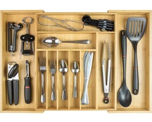 KitchenEdge Expandable Bamboo Silverware Organizer - Brand New
