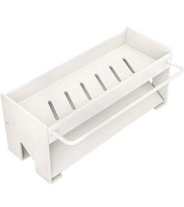Faucet Drain Storage Rack Sponge Holder With Rod, White - Brand New