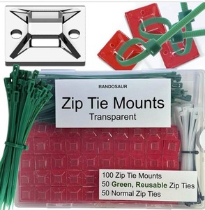 Randosaur Zip Tie Mounts, 100 Total, Reusable Zip Ties, 50 Total, and Standard Zip Ties, 50 Total - Brand New