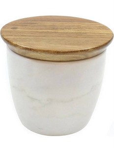 Tablecraft Elements Collection Salt Cellar, Acacia & Marble 5 Oz - Brand New