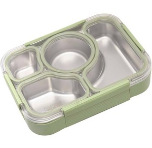 Stainless Steel 4-Compartment Lunch Box 10 x 7, Green - Brand New