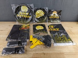 Happy Birthday Party Supplies, Black & Yellow - Brand New