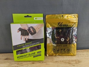 Senteg Grey Workout Gloves, Mens Size Large & Sports Gear Camo Gloves, Kids Size Medium - Brand New