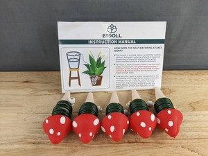 BYDOLL Red Mushroom Self-Watering Stakes, 5 Total - Brand New