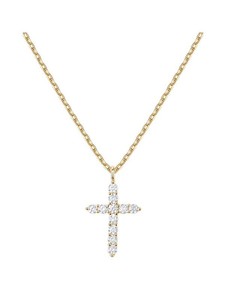 Pavoi 14K Gold Plated Cubic Zirconia Cross Necklace 20 - Brand New