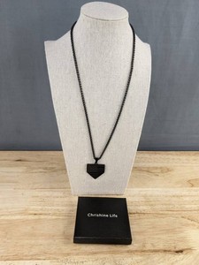 Christine Life Stainless Steel US Flag Baseball Home Plate Necklace, I Can Do All Things Phil. 413, 20.5, Black - Brand New