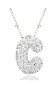 14K Gold Plated Bubble Letter C Necklace, 17.5 - Brand New