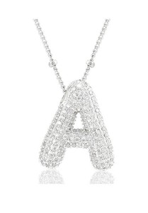 Letter A Bubble Initial Necklace 14K Gold Plated, 17.5- Brand New