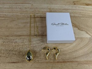 Kelmall Water Teardrop Pendant Necklace & Pierced Stud Earrings with Friction Back, Gold Color - Brand New