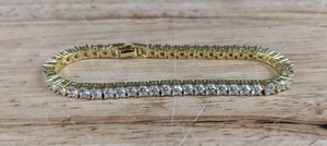Pavoi Classic 6 Tennis Bracelet 14K Gold Plated Cubic Zirconia - Brand New