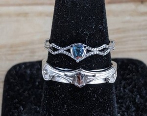 Adjustable His and Her Matching Rings, Silver Tone - Brand New