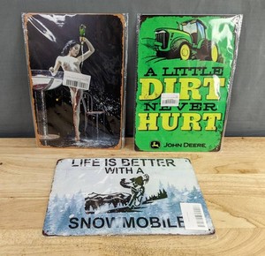 A Little Dirt Never Hurt John Deere, Pin-Up, Life is Better with a Snowmobile, 8 x 12 Tin Signs - Brand New