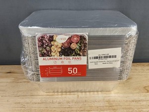 XIAFEI Disposable Aluminum Rectangle Pans With Board Lids 8.26 x 5.7 x 1.77, 50 Total - Brand New