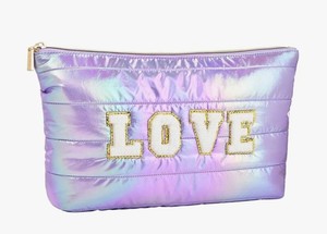 Hiroyuki Iridescent Quilted Makeup Bag, Love, Purple - Brand New