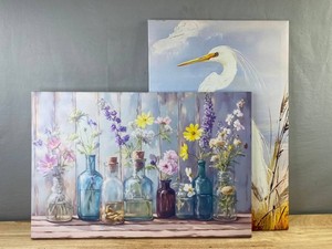 Floral Still Life Wall Art & White Heron Wall Art, 15.5 x 23.5- Brand New