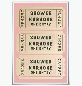 Shower Karaoke Ticket Canvas Wall Art 16 x 24 - Brand New