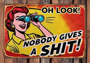 Oh Look Nobody Gives a Shit 8 Wooden Decor Hanging Sign - Brand New