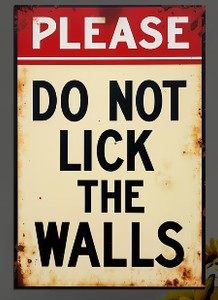Please Do Not Lick the Walls 8 Wooden Decor Hanging Sign - Brand New