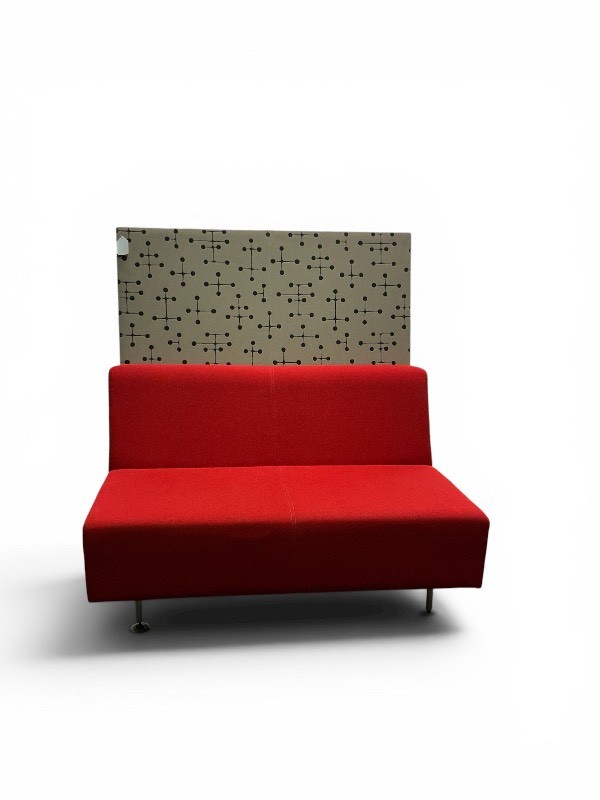 Set of 2 red Steelcase privacy benches Retail $1100 each