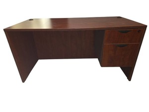 Cherry-finish Desk with a pedestal file with two locking drawers