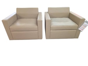 Set of 2 (beige) Herman Miller Bevel club chairs Retail $2900