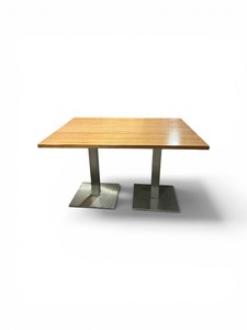 Rectangular Table with Flat Square Brushed Steel Base